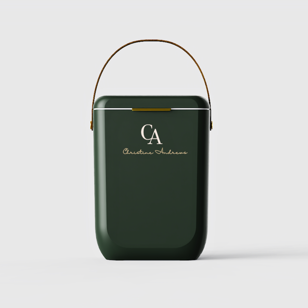 Green cooler box with CA Christine Andrews brand on the front