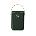 Green esky with brown handle and a white background
