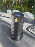 Customers logo on the textured black wine cooler