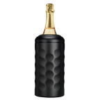 Black textured wine cooler with a champagne bottle inside on a transparent background